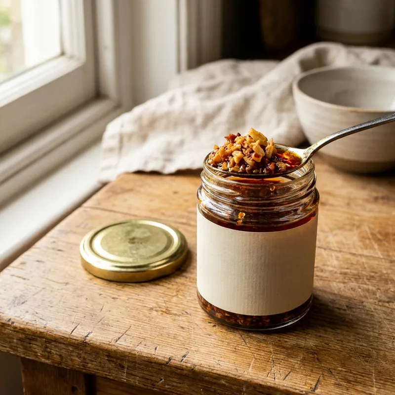 A jar of Original with a spoon lifting out the crunch